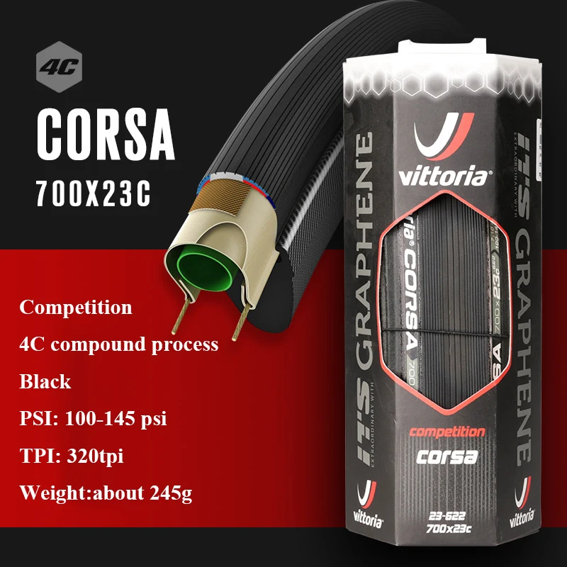Corsa 23c black 1 шт. Vittoria Competition Corsa контроль скорости Графен дорожный велосипед Складная шина велосипед складной клинчер шины 700* 23C/25C/28C - Цвет: Corsa 23c black