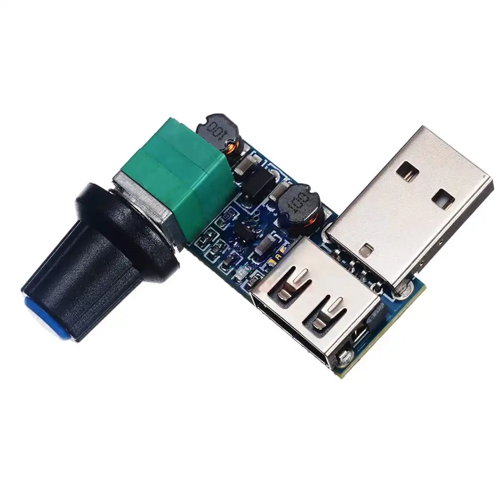 NOYITO 5V USB Fan Speed Controller – Stepless Adjustable Knob, DC 4-12V Input, 3-8V Output, 5W (2 Pack)