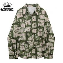 

Spring Long Sleeves Women Blouse Green Polo Collar Chic Design Casual Vintage Lazy Style Baggy Corduroy Button Tops Ladies Shirt