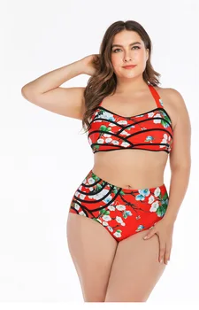 

Sexy bikini 2020 swimsuit women plus size fashion printing bandage two-piece swimsuit