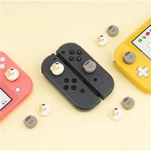 LIENG GeekShare-Juego de 4 Uds. De empuñadura de silicona, de gato JoyCon cara grande, tapa de mando, interruptor y cubierta de interruptor, mango analógico para Thumb Stick