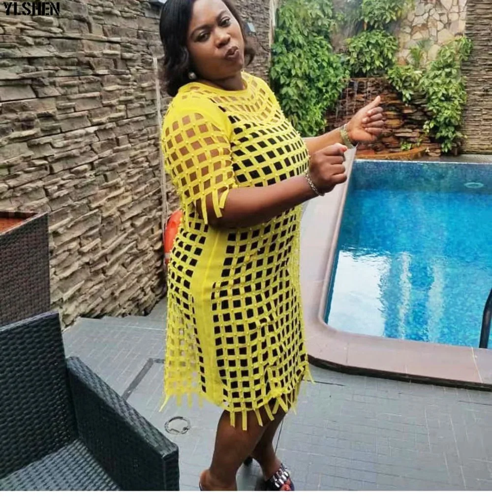 African Dresses for Women 2 Piece Set Dashiki Africa Dress African Clothes Bazin Hollow Out Robe Africaine Vetement Femme 2019 05