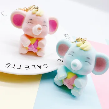 

New Creative Cute Elephant Keyring Grind Arenaceous Animal Cartoon Keychains Women Kid Backpack Car Pendant Small Gift Hot Sale