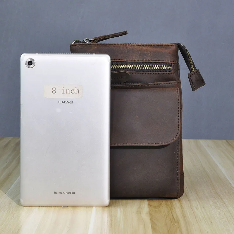 Top Quality Original Leather Mens Multifunction Vintage Casual Messenger Shoulder Mochila Bag Design Belt Waist Pack Bag 6553