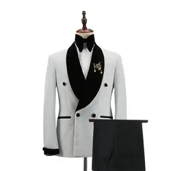 New Elegant 2023 Costume Homme Double Breasted Shiny Silver Dinner Party Groom Wear Men Wedding Suits For Men Prom Tuxedo Blazer