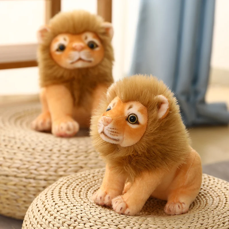 

1pc 23/28CM Simulation Lion Plush Toys Stuffed Cute Reallike Forest Animal Dolls Birthday Gift Room Decor for Children Kids