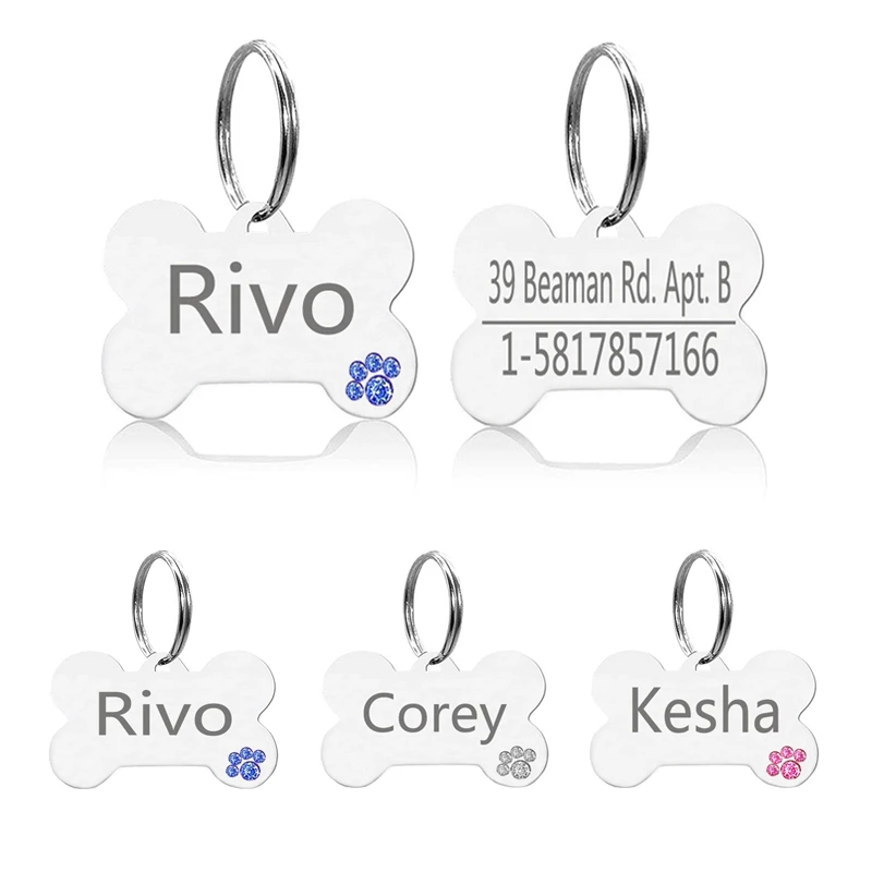 

Dog Tags for Dogs Personalized, Bling Rhine Stone Dog Tag, Custom Pet ID Tag, Dog ID Tag Engraved, Puppy Tag, Dog Collar Tag