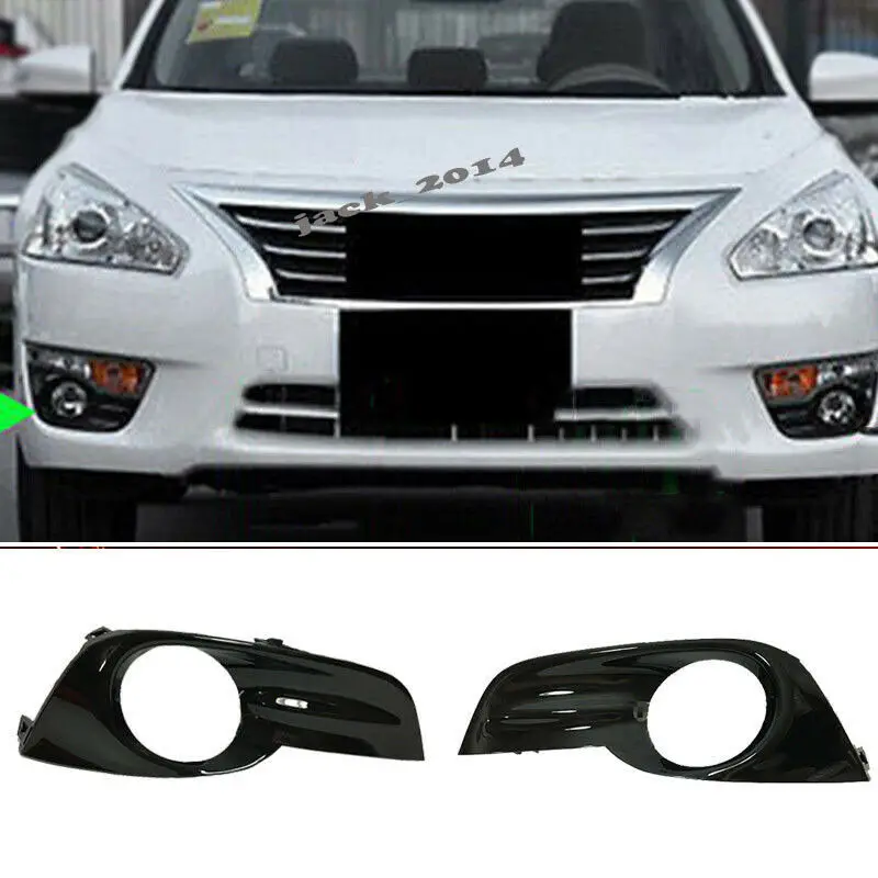 Black fog Light Cover Bezels Modify Model LED DRL For 2013 2015 Nissan