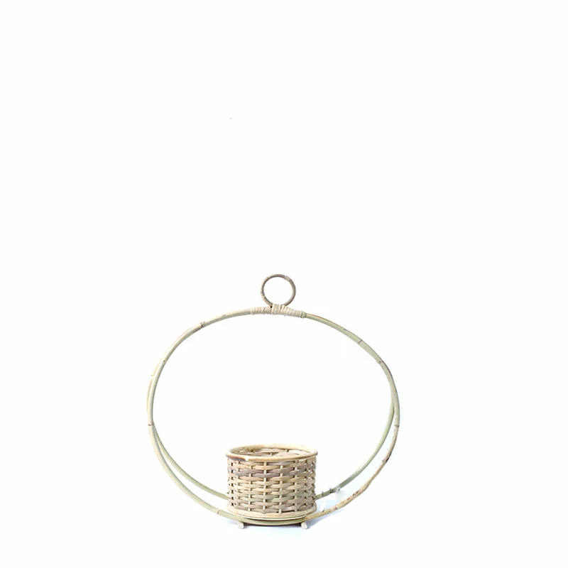 New Creative Storage Basket Wall Hanging Flower Vase Garden Home Decoration Plant Organizer Bamboo Weaving Hand-woven
