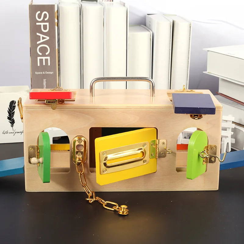 

Wooden ENLIGHTEN Game Montessori Early Childhood Children Unlocking Toy Scientific And Educational Toy Lock Box CHILDREN'S Toy