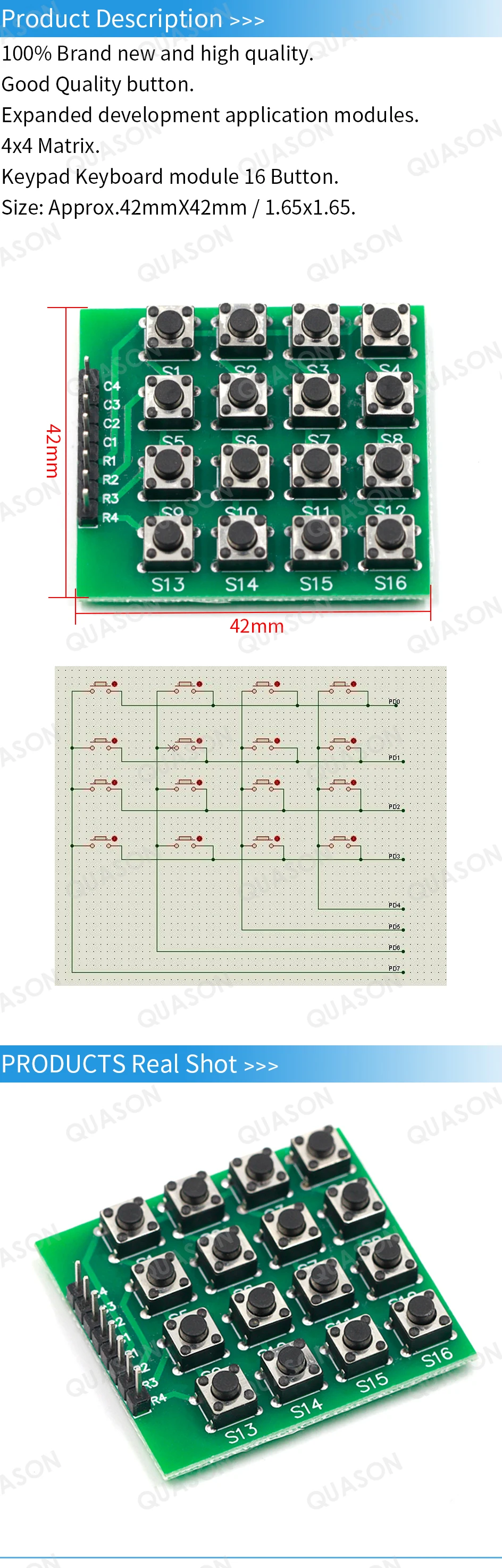 Matrix Device 4x4 Matrix 16 Keypad Keyboard Module 16 Button Mcu - Buy ...