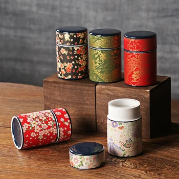 

Japanese Sticker Kung Fu Tea Caddy Pottery Canister Container Ceramic Caddies For Puer Matcha Green Tea Storage Chests Tea Box