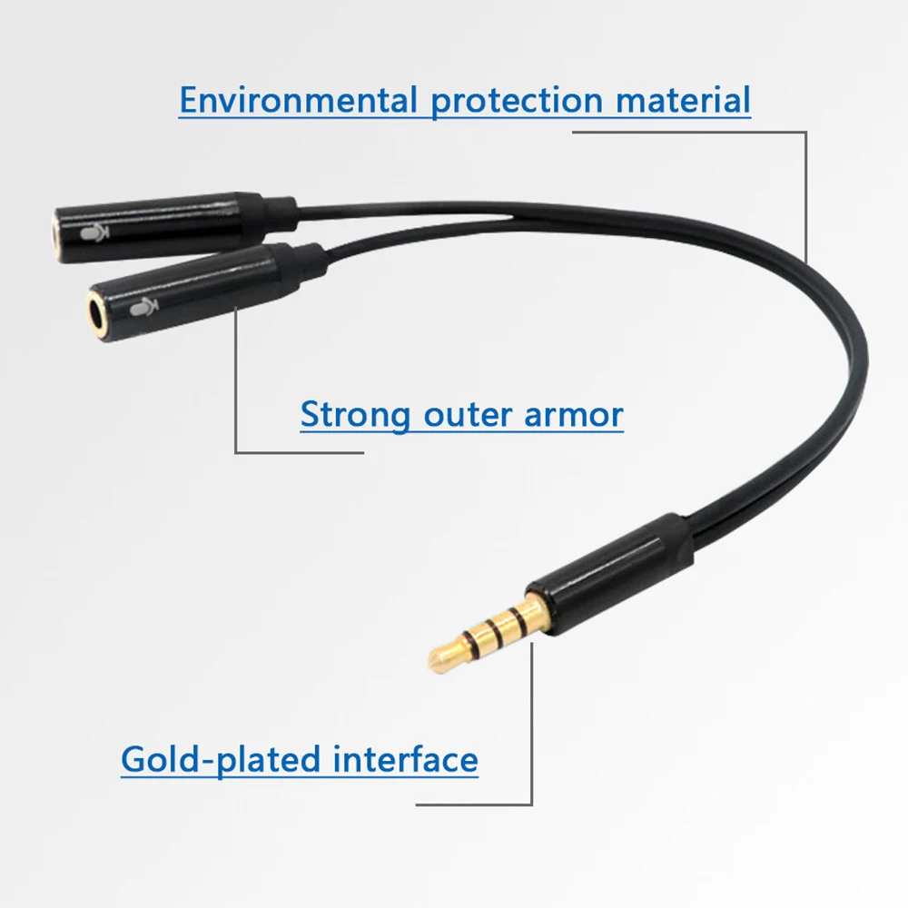Audio Splitter Microphone Extension Cable Double Microphone Cable Jack 3.5mm Male to 2 Female for Phone Laptop AUX headphone audio splitter audio cable microphone accessories