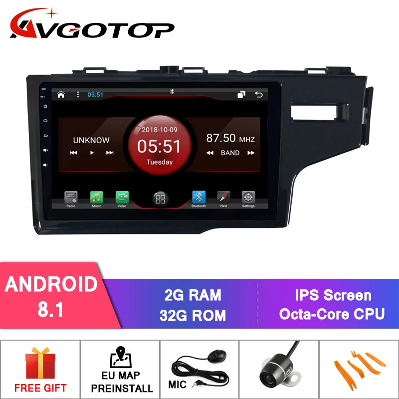 2GB 32GB DT9319 AVGOTOP Android 9 Bluetooth GPS Автомобильный радиоприёмник dvd-плеер для HONDA FIT/JAZZ(RHD - Цвет: 2GB 32GB DT9319