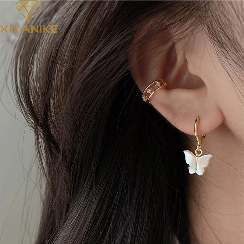 XIYANIKE pendientes de de Color plateado para aretes de tendencia femenina, temperamento Sexy, regalo joyería hecha a mano, pareja|Aretes| - AliExpress