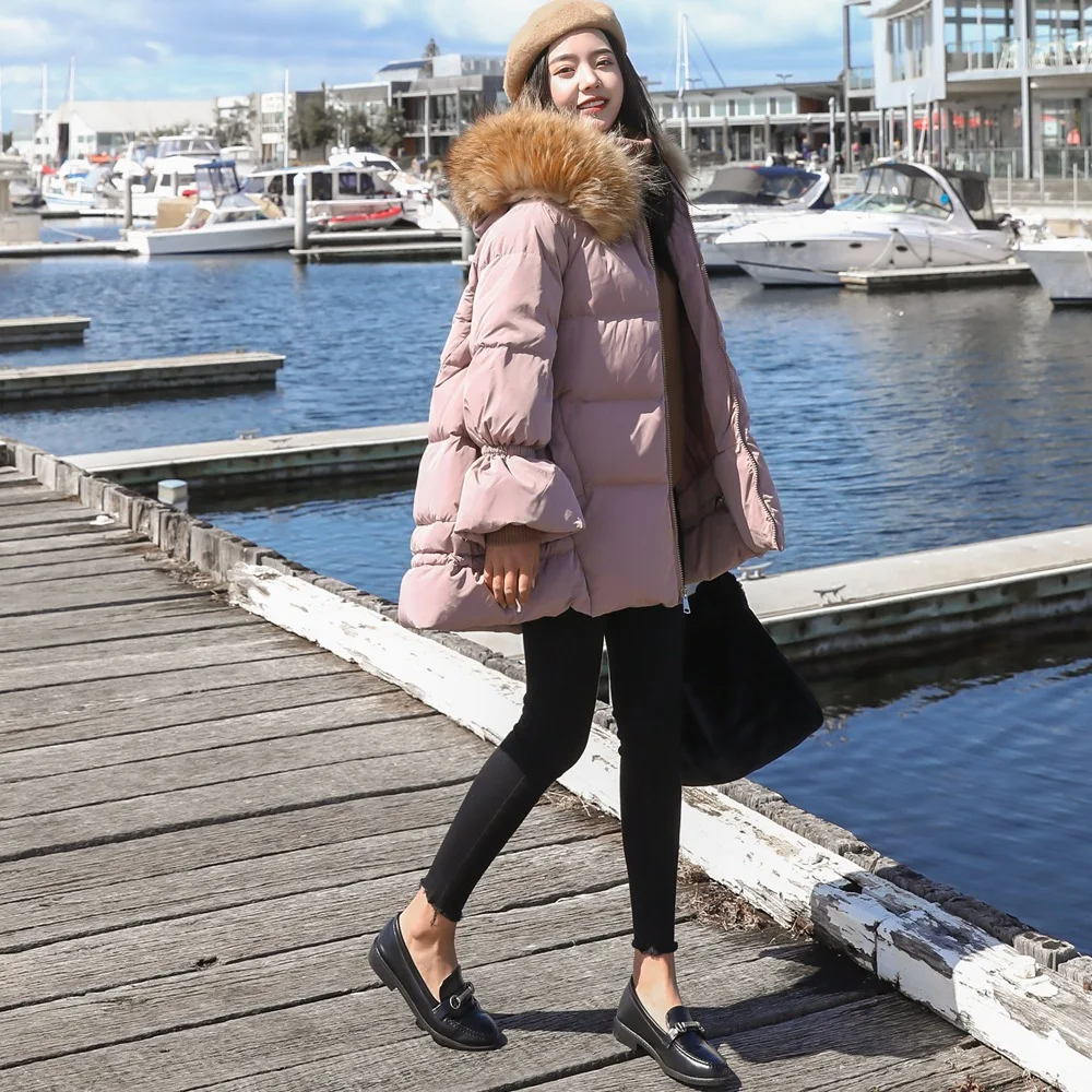

Cotton Coat Photo Shoot 2018 Winter New Style Retro Laziness-Style Cape Mid-length Hooded Fur Collar Cotton-padded Clothes Women