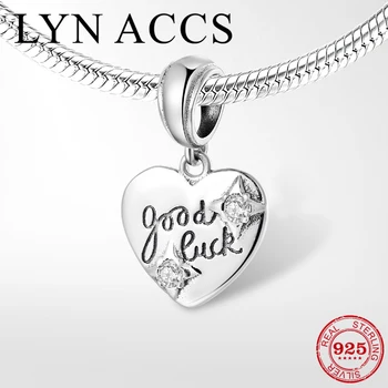 

Clear Zircon Flower 925 Sterling Silver Letter Good Lucky Heart Pendant Charm Beads for Jewelry Making fit Pandora Bracelet DIY