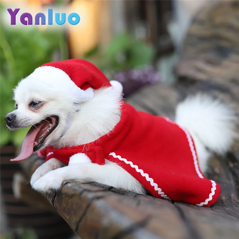 

Cat Dog Christmas Clothing Santa Hat Cloak Pet Cosplay Costume Xmas Kitten Puppy Red Caps Clothes Party Mantle Dress Up Apparel
