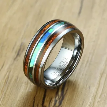 

Vnox 8mm Tungsten Carbide Ring for Men Wood Pattern Colored Unique Wedding Band Casual Gentleman Anel Jewelry