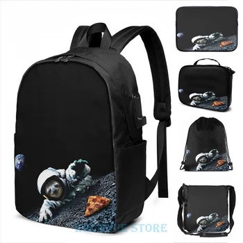 

Funny Graphic print Slothstronaut USB Charge Backpack men School bags Women bag Travel laptop bag