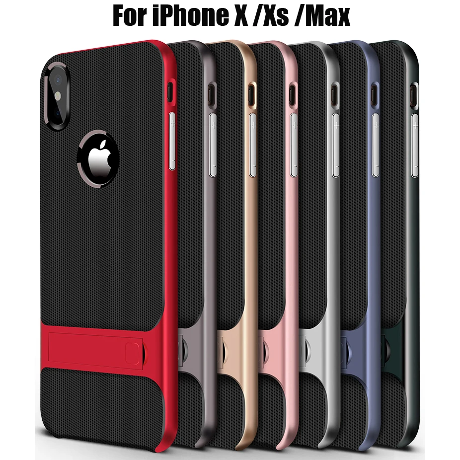 Для iPhone 11 Pro Max Чехлы ударопрочный чехол из смешанных материалов задняя крышка Подставка для Apple iPhone XR X Xs 6 6s s 7 8+ Plus Полный чехол для телефона