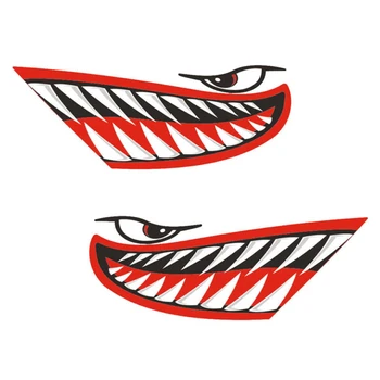 

Exterior Car Sticker Wrap 2pcs Set Vinyl Shark Teeth Mouth Boat Dinghy
