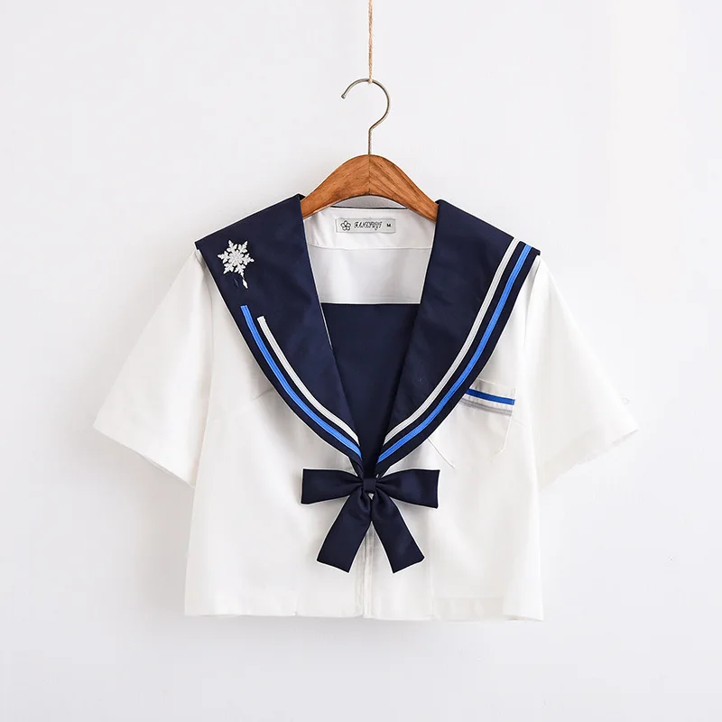 Japanese School Dress Uniforms Sailor Suit Cosplay Snowflake Embroidery School Uniform For Girls Students Anime Pleated Skirt