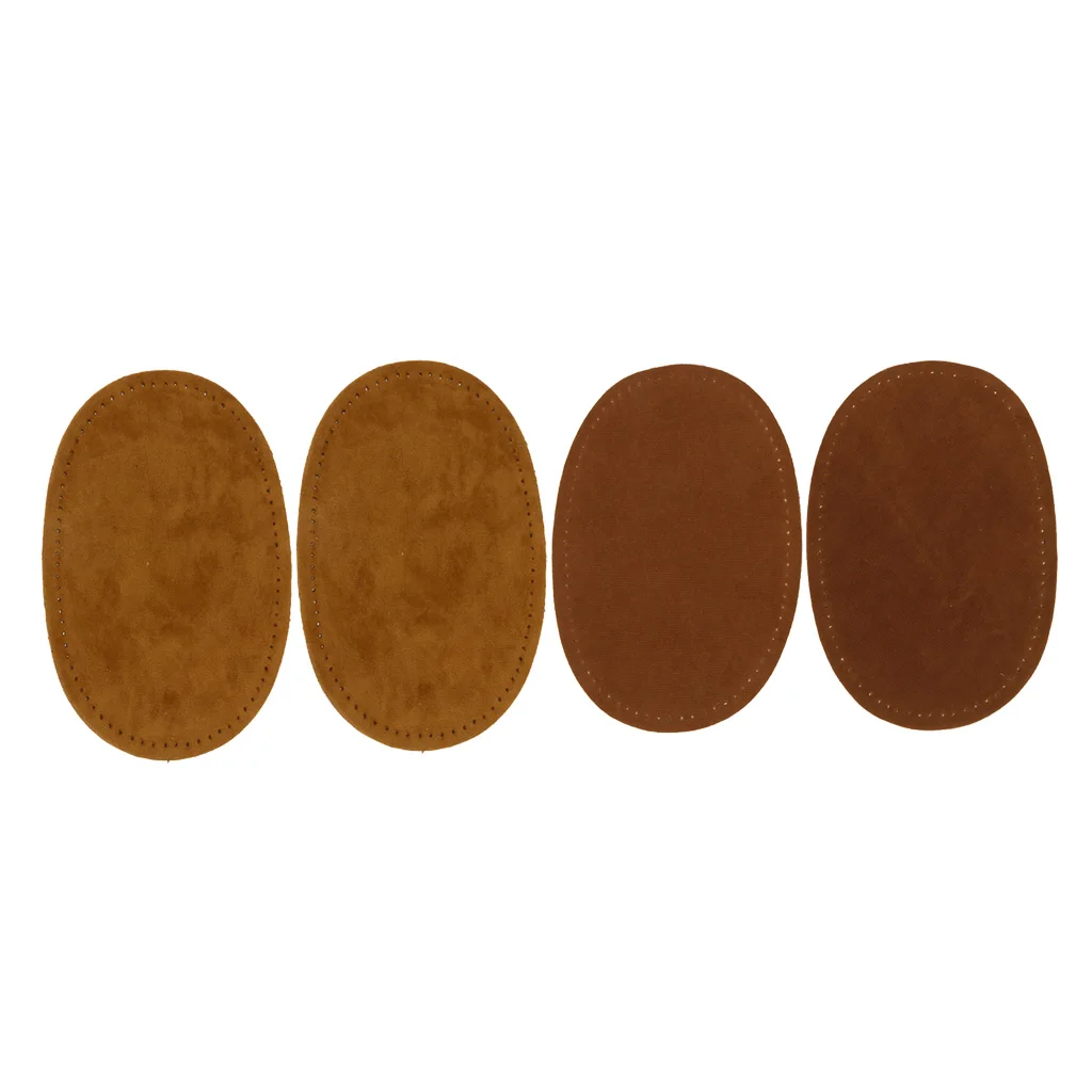 2 Pairs Suede Fabric Sew-On Repair Patches Applique Elbow Knee Patches Jeans Patches Brown/Camel
