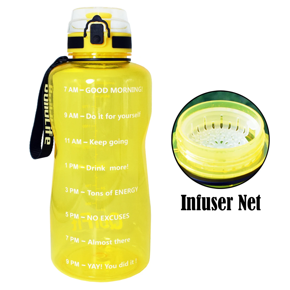 BuildLife 1.3L 2L бутылка для воды для Bpa Free Tritan Спорт на открытом воздухе тренажерный зал фитнес Тыква Спорт пластиковая питьевая бутылка с фильтром - Цвет: Yellow