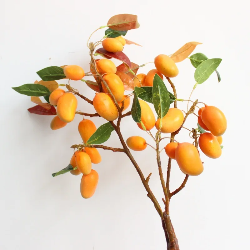 

3 Fork Single Stem Mango Fortune Fruit Imitation Flowers Fruit Artificial Flower Wholesale Cross Border Supply of Goods