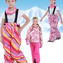 Зимние теплые детские лыжные зимние штаны для девочек, брюки, зимний комбинезон, штаны для сноуборда, Новинка