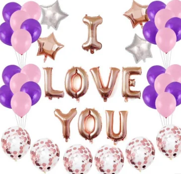 Воздушный шар из алюминиевой фольги с надписью «LOVE Baby Shower Happy birthday», принадлежности для вечеринки на свадьбу, розовое золото с пайетками, воздушный шар LF795 - Цвет: style 2