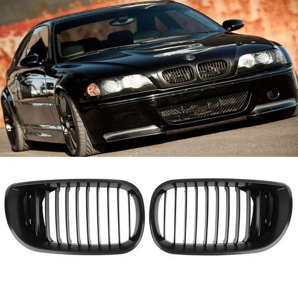 2 шт Матовый Черный Однолинейный передний почек грили для 2002-2004 E46