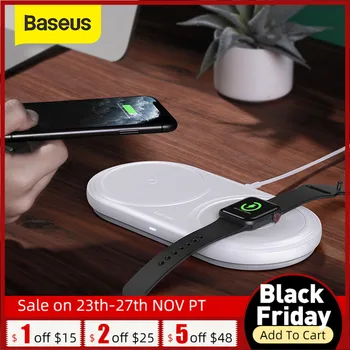 

Baseus 2 in 1 Wireless Charger Pad For Apple Watch 5 4 3 10W Multi-angle Fast Charging For iPhone 11 Airpods Pro For Samsung S20