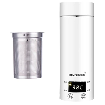 

HAMISI 400ML Portable Travel Electric Water Kettle Mini Thermos Smart Teapot Heating Cup Milk Boiling Boiler US Plug