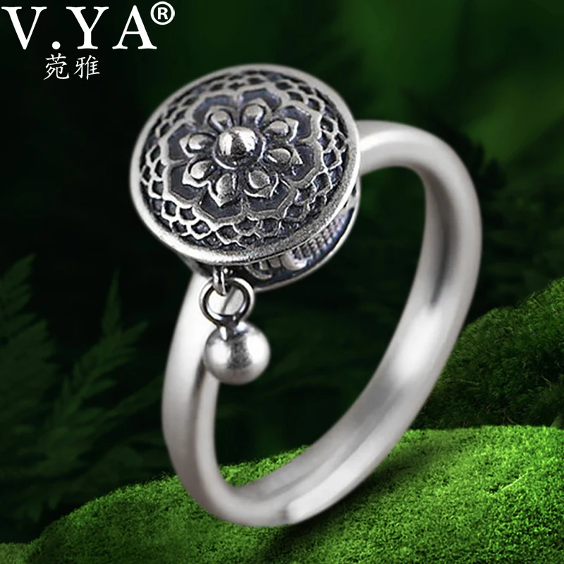 V.YA 100% 925 Серебряное буддистское кольцо для женщин тибетское молитвенное Ом с