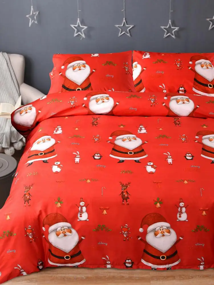 Рождественская кровать, пододеяльник, набор, Санта Клаус, узор, наволочка, пододеяльник, рождественские украшения для дома
