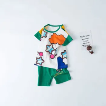

Summer Toddler Kids Baby Boy Summer Outfits Cute Cartoon Printed T-shirts+Elastic Shorts 6M-4T Boys 2Pcs Cotton Clothes Set