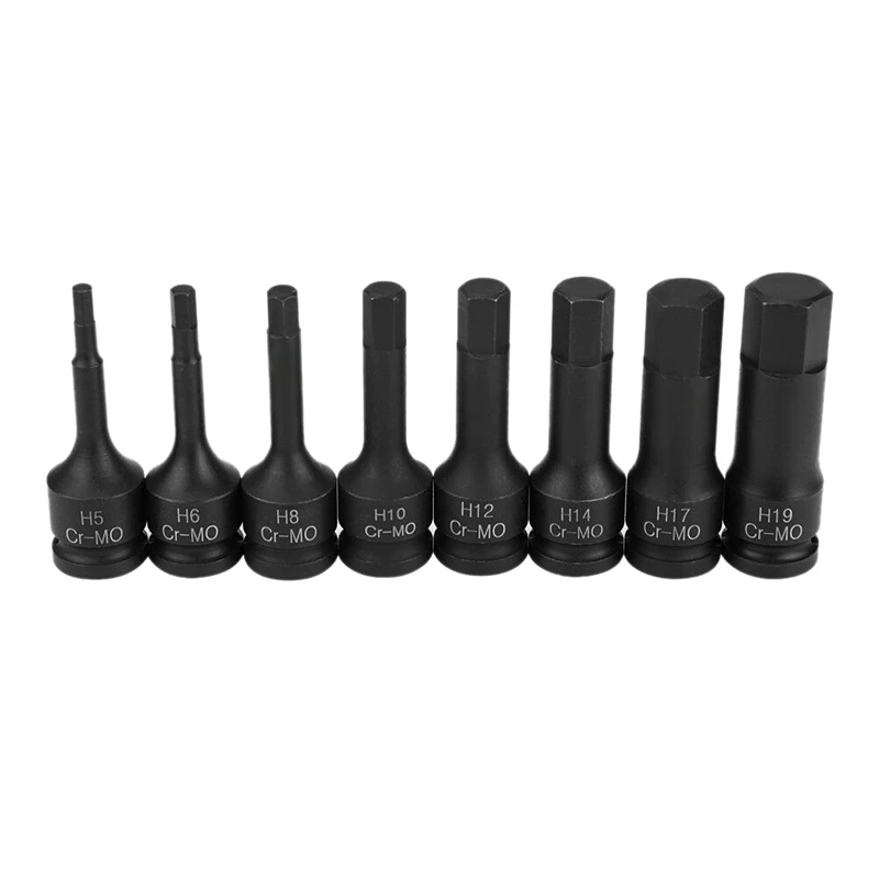 

8Pc Metric Set Long Air Hex Driver 1/2 Inch Drive Impact Socket Hex Bits