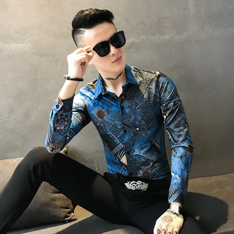 Дизайнерская мужская рубашка Camisa Masculina, приталенные повседневные рубашки с длинным рукавом, Нежные мужские рубашки, Мужская Уличная одежда, брендовая одежда