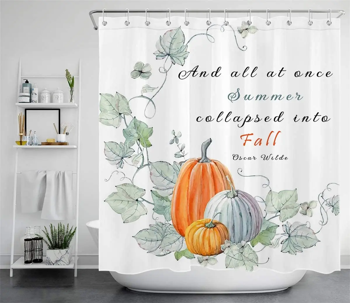 Fall Thanksgiving Autumn Harvest Plants Leaves Watercolor Pumpkin