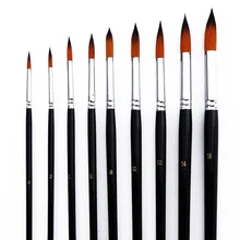 9 шт. художественные Краски набор кистей и закруглёнными концами, с ворсом на кончиках для обучения нанесению акрила акварель, масло, живопись JFlyer