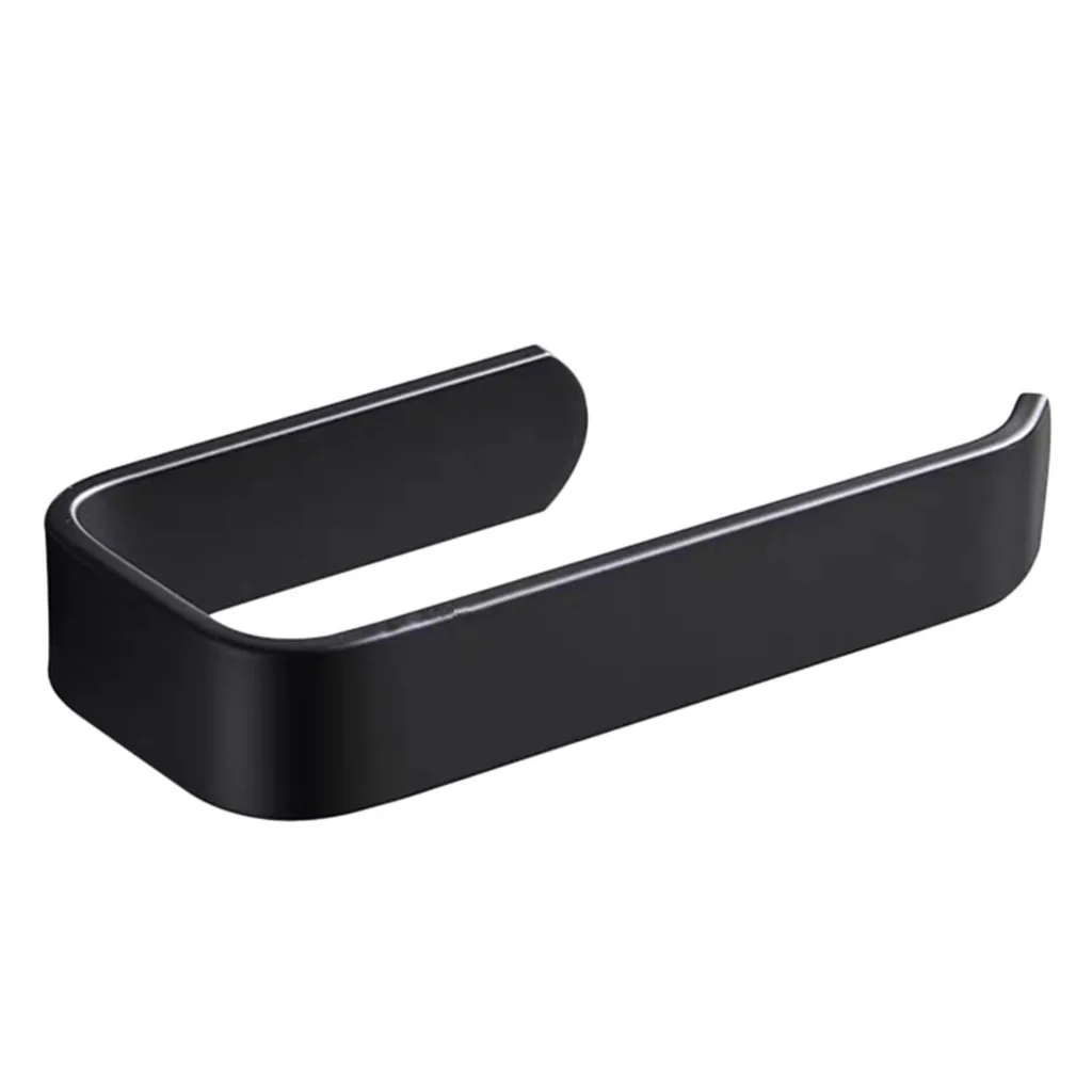 Black Toilet Paper Holder Rack Punch-free Adhesive Wall Mount Tissue Roll