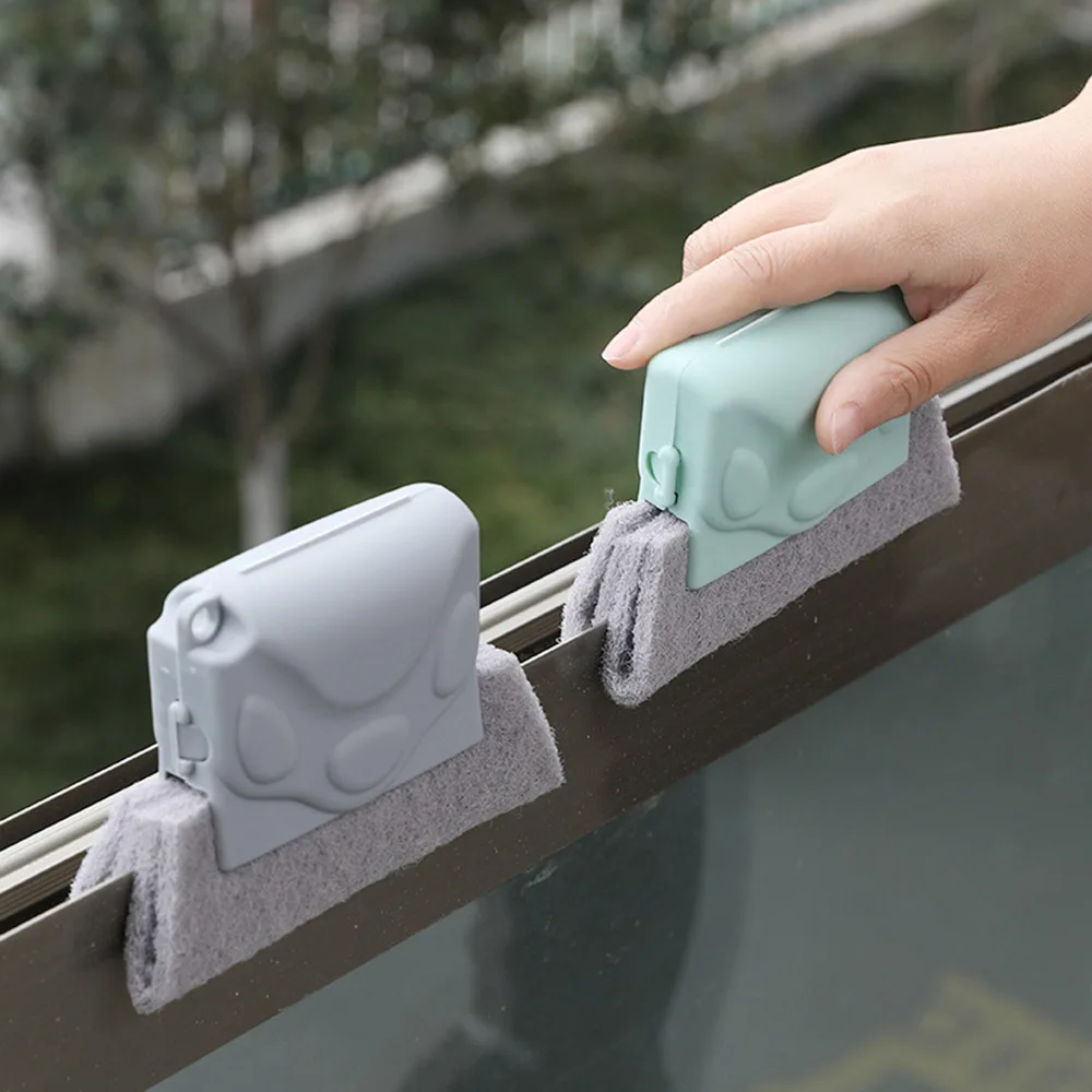 Cepillo de limpieza de surcos para ventanas, cepillo de limpieza de ventanas con ranura para limpiar ventanas, 2021