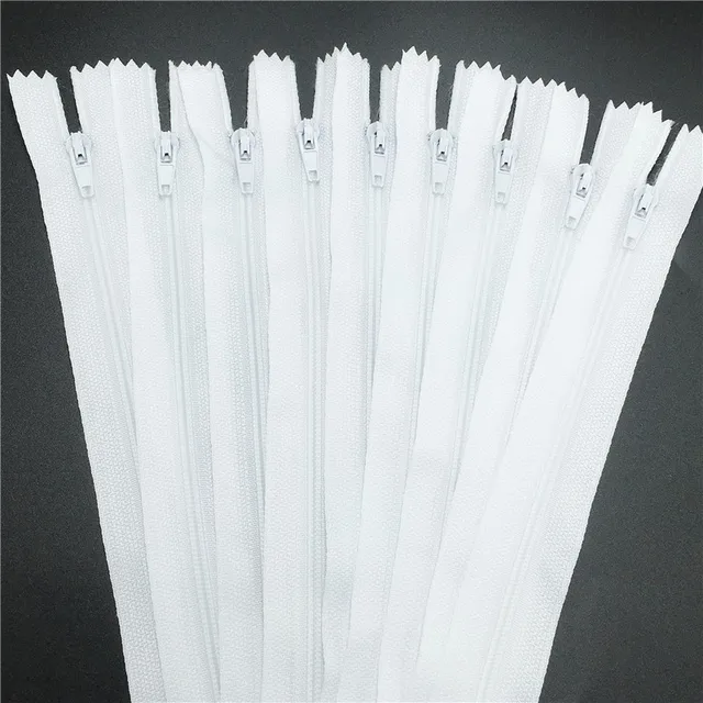 10 Pcs 15-60cm (6-24 Inch) Quality Black White Mixed Length DIY Accessories Nylon Coil Zippers Tailor Garment  Sewing Handcraft white