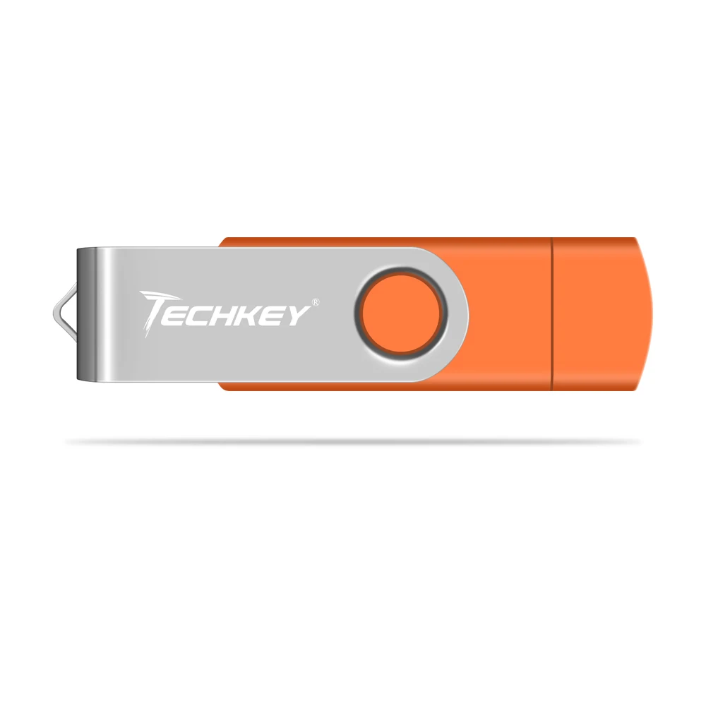 orange OTG USB флеш-накопитель Techkey 32 ГБ флеш-накопитель металлический флешка карта памяти 4 ГБ 8 ГБ 16 ГБ флешка Внешняя память для смартфона - Цвет: orange