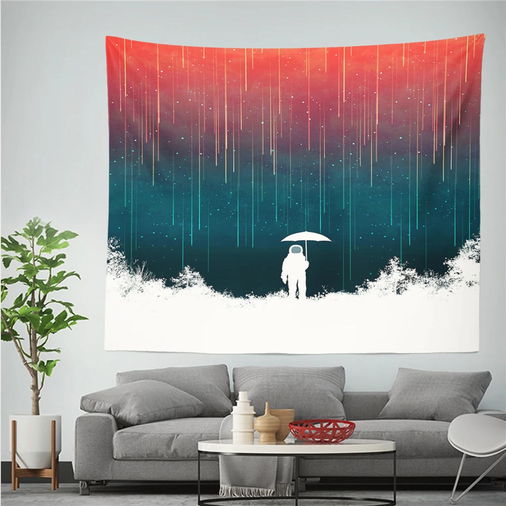 

Hippie Psychedelic Style Tapestry Spaceman Astronaut Pattern Printed Wall Cloth Tapestry Bedroom Background Decoration Carpet