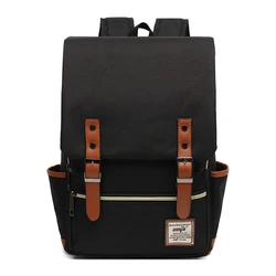 Vintage Unisex Oxford Waterproof Backpack - Large Capacity Travel and School Bag (Black White Zipper)
