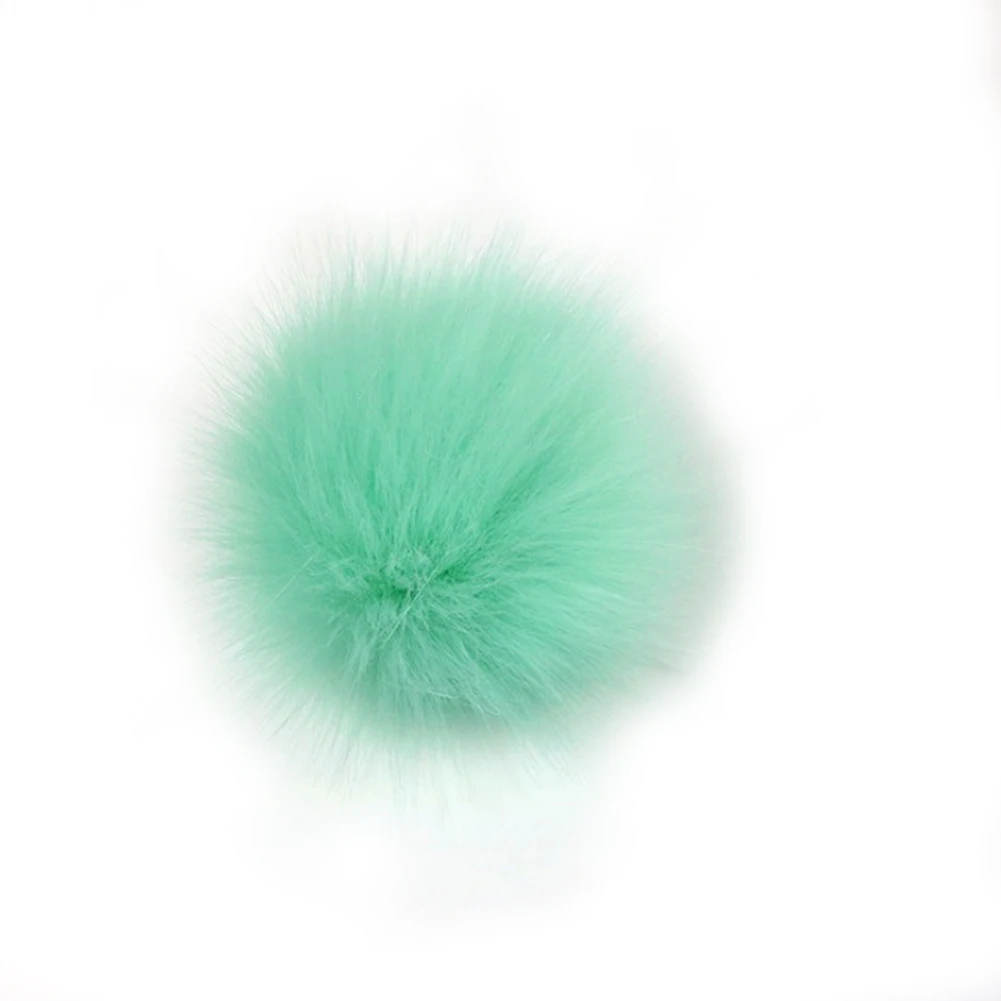 mint green Цветная женская шапка с большим помпоном из натурального меха енота, женская шапка с помпоном из меха лисы, шапка с помпонами для вязаной шапки, шапки, перчатки, аксессуары для шарфа - Цвет: mint green