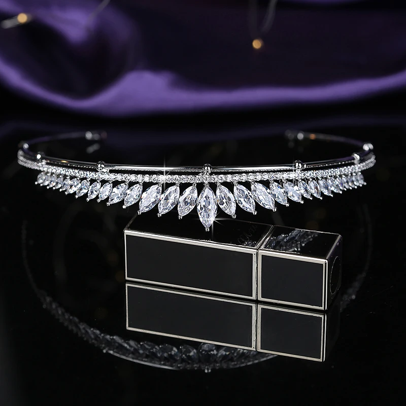 Hadiyana модные украшения для волос Корона вечерние ободки Роскошные кубические